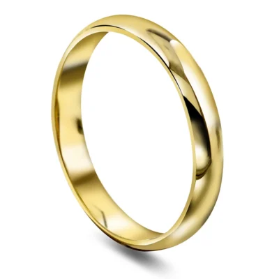3 mm glatt ring innv. buet 375 gull