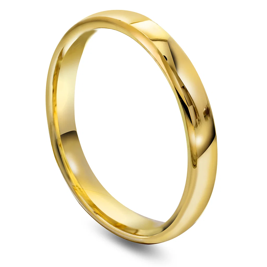 3 mm glatt ring innv. buet 375 gull