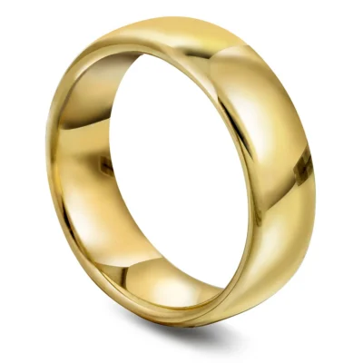 6 mm glatt ring, innv.buet 375 gull