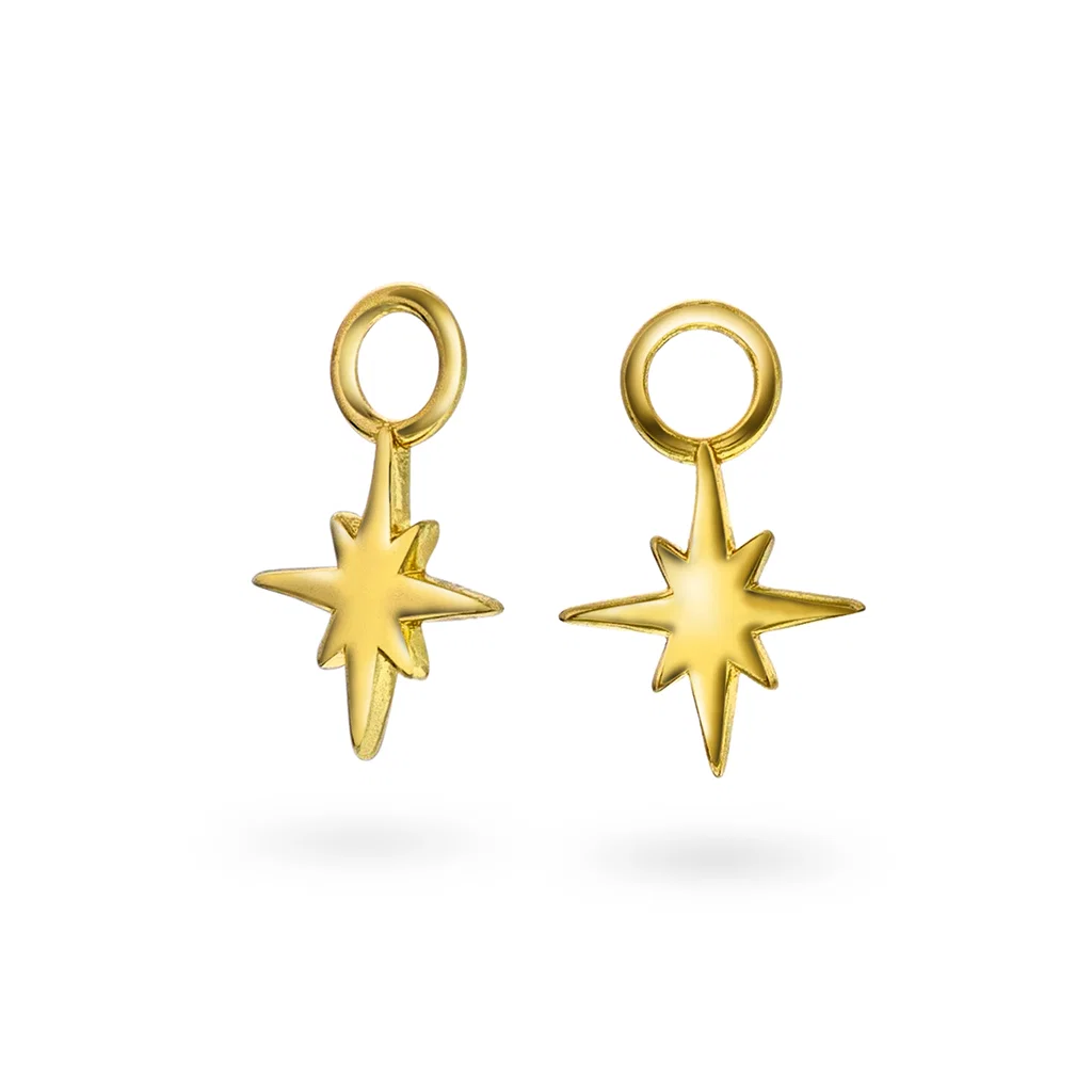Golden star charms i sølv