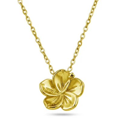 Hibiscus necklace i forgylt stål