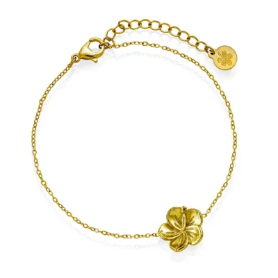 Hibiscus bracelet i forgylt stål