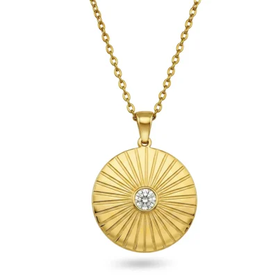 Radiant necklace i forgylt stål med hvit sten